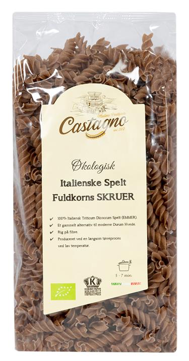 Skruer af Spelt Fuldkorn 500 g. Økologisk